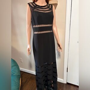 JS Collections Black Tiered Trumpet Maxi Dress